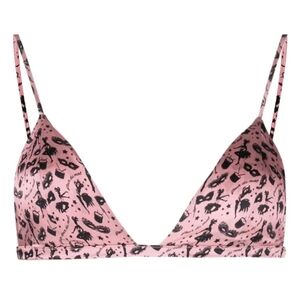 FLEUR DU MAL Luxe Triangle-cup Bra In Pink Carnival Print Size Medium
